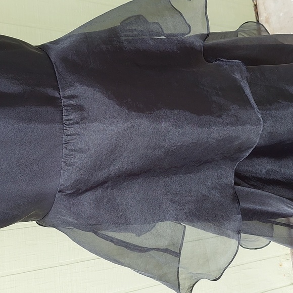 Lulu's Black Tiered Organza Halter Maxi Dress Sz L - Picture 10 of 17